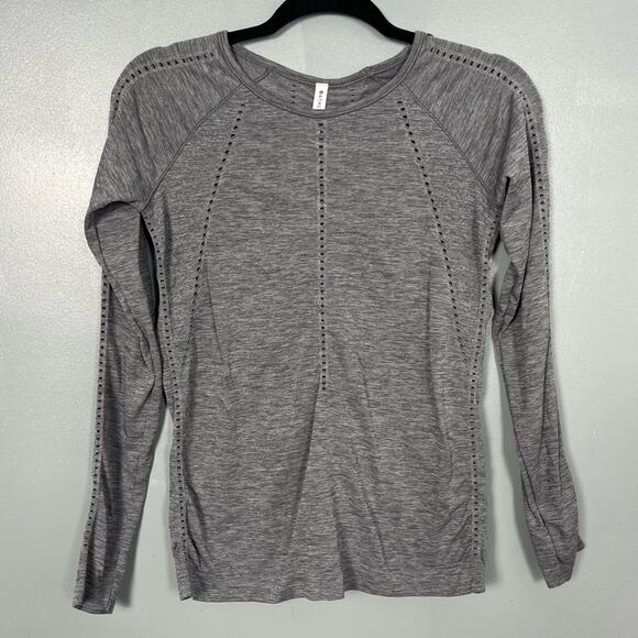 Athleta Foothill Heather Gray Long Sleeve Running Active Top Perforated Size XS - Picture 2 of 4